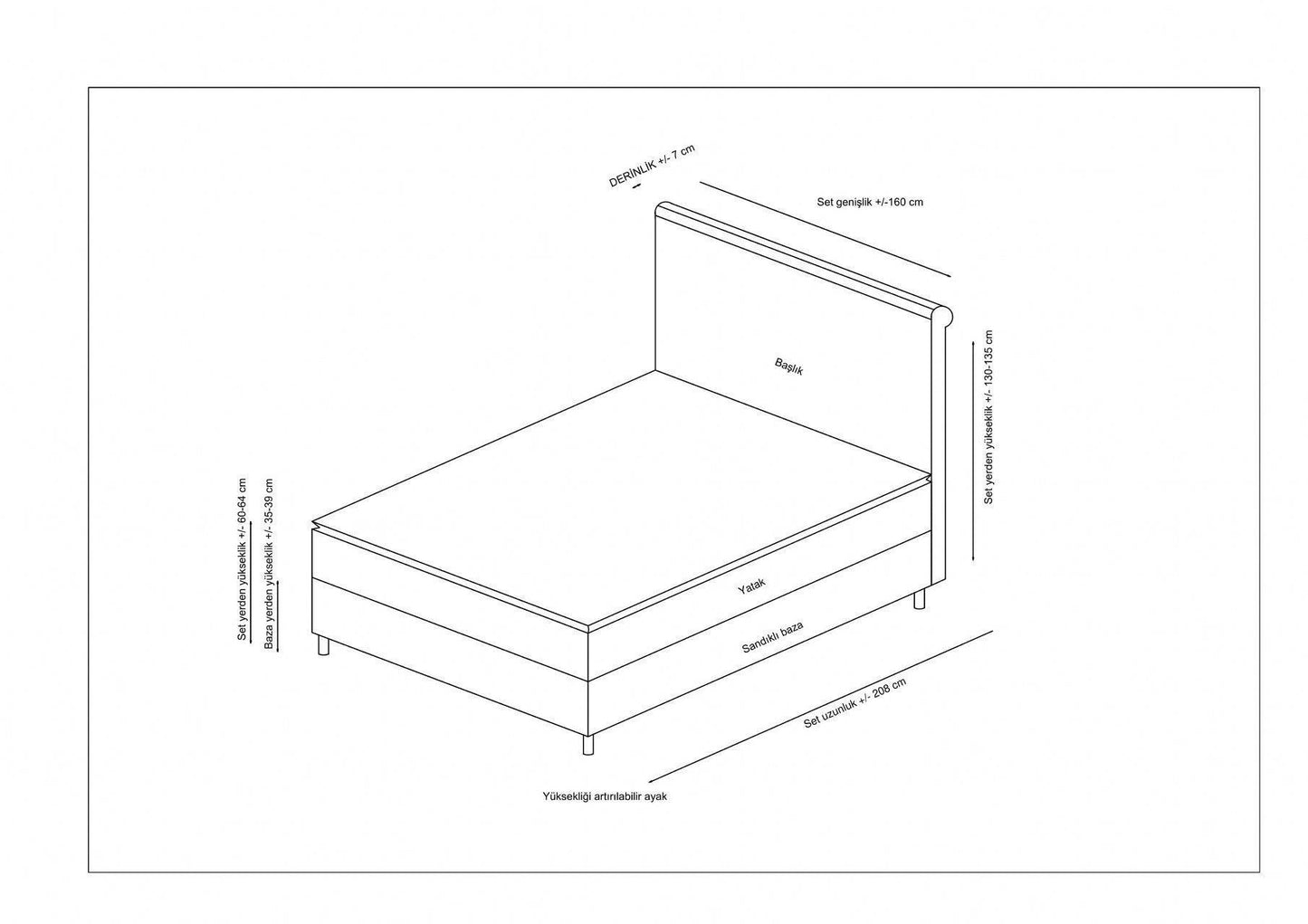 Sonata Set 120 x 200 v2 - Anthracite - Single Mattress, Base & Headboard