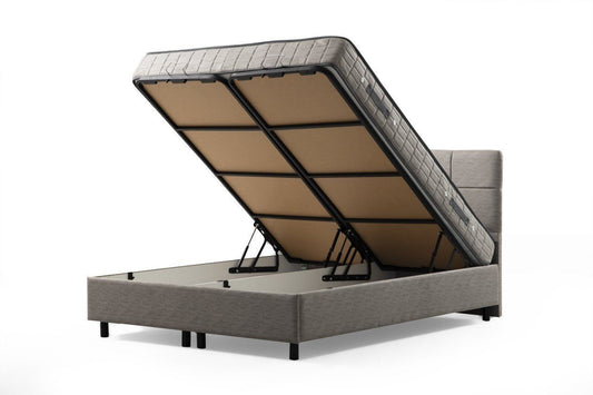 Vitalia 90 x 190 - Light Grey - Single Bed Base & Headboard