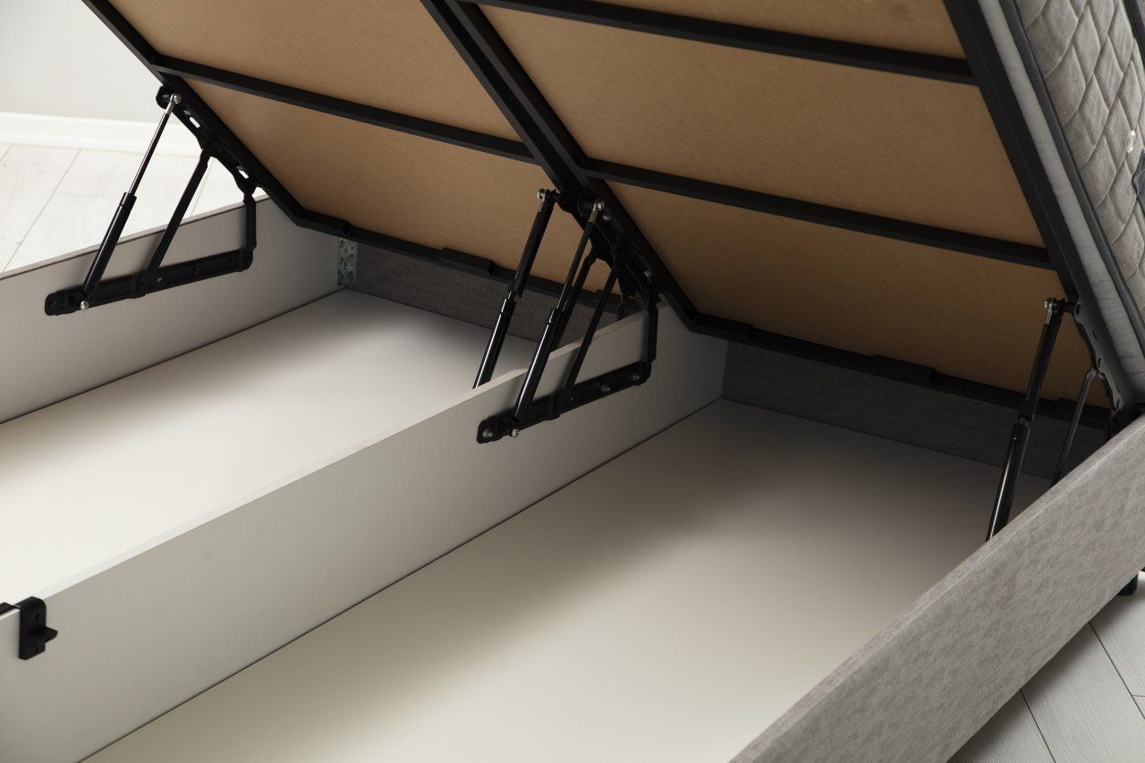 Vitalia 140 x 200 - Light Grey - Double Bed Base & Headboard