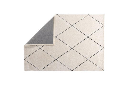 Patrik - Tæppe, Polyester Shaggy - 230*160, Rektangulær - Hvid/Sort