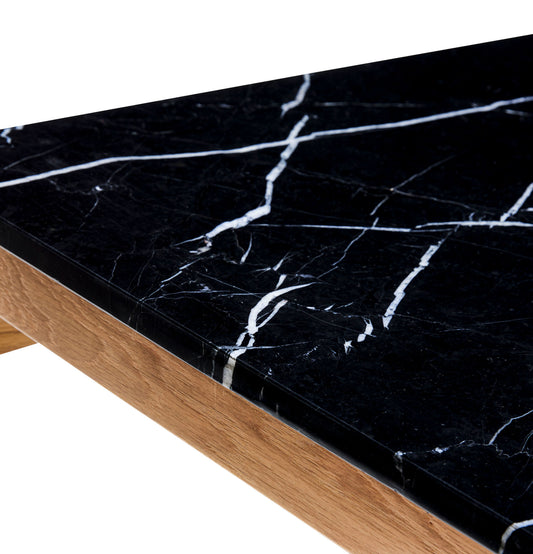 Hübsch | Raw - Beistelltisch aus FSC®-zertifiziertem Holz mit Tischplatte aus Marmor