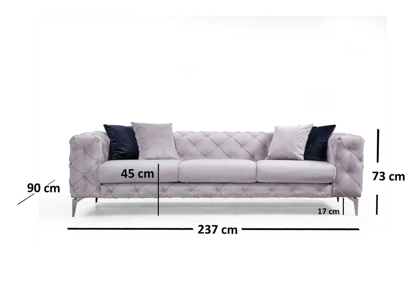 Como - Lysegrå - 3-sæders sofa