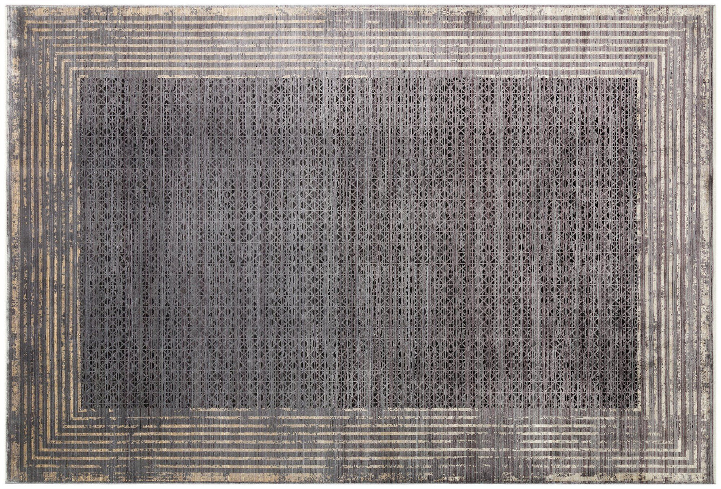 Mhl 01 - antracit, guld - hall tæppe (100 x 200)