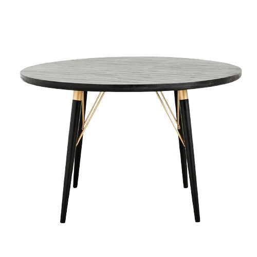 Runder Ess-Tisch in Holz - Ø120 - schwarz / mat Gold