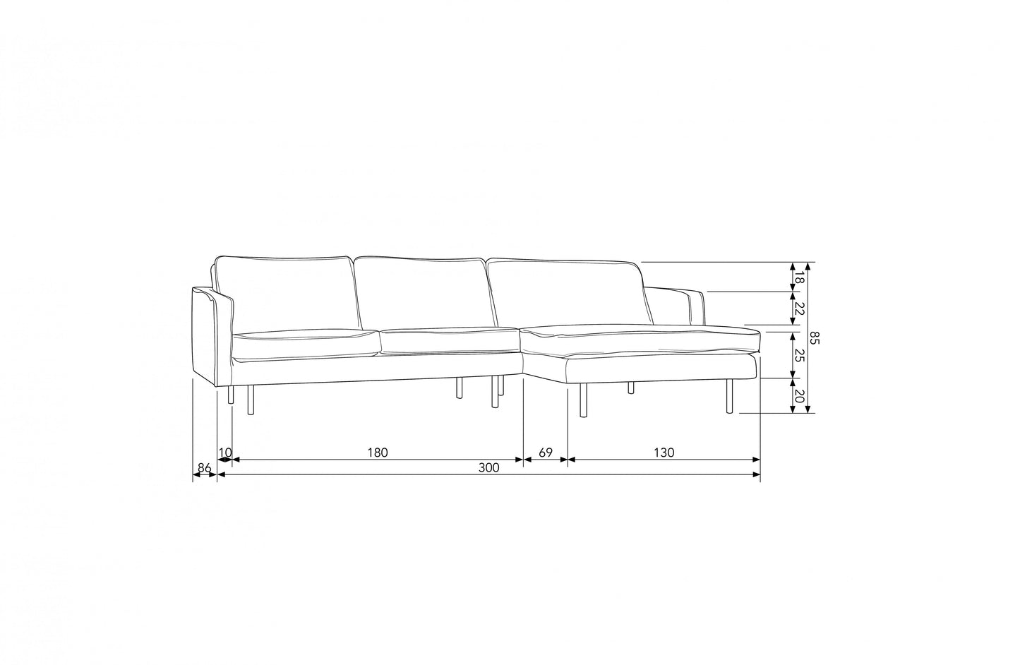 BEPUREHOME | Rodeo - Chaiselongue, rechts, Velours Rost