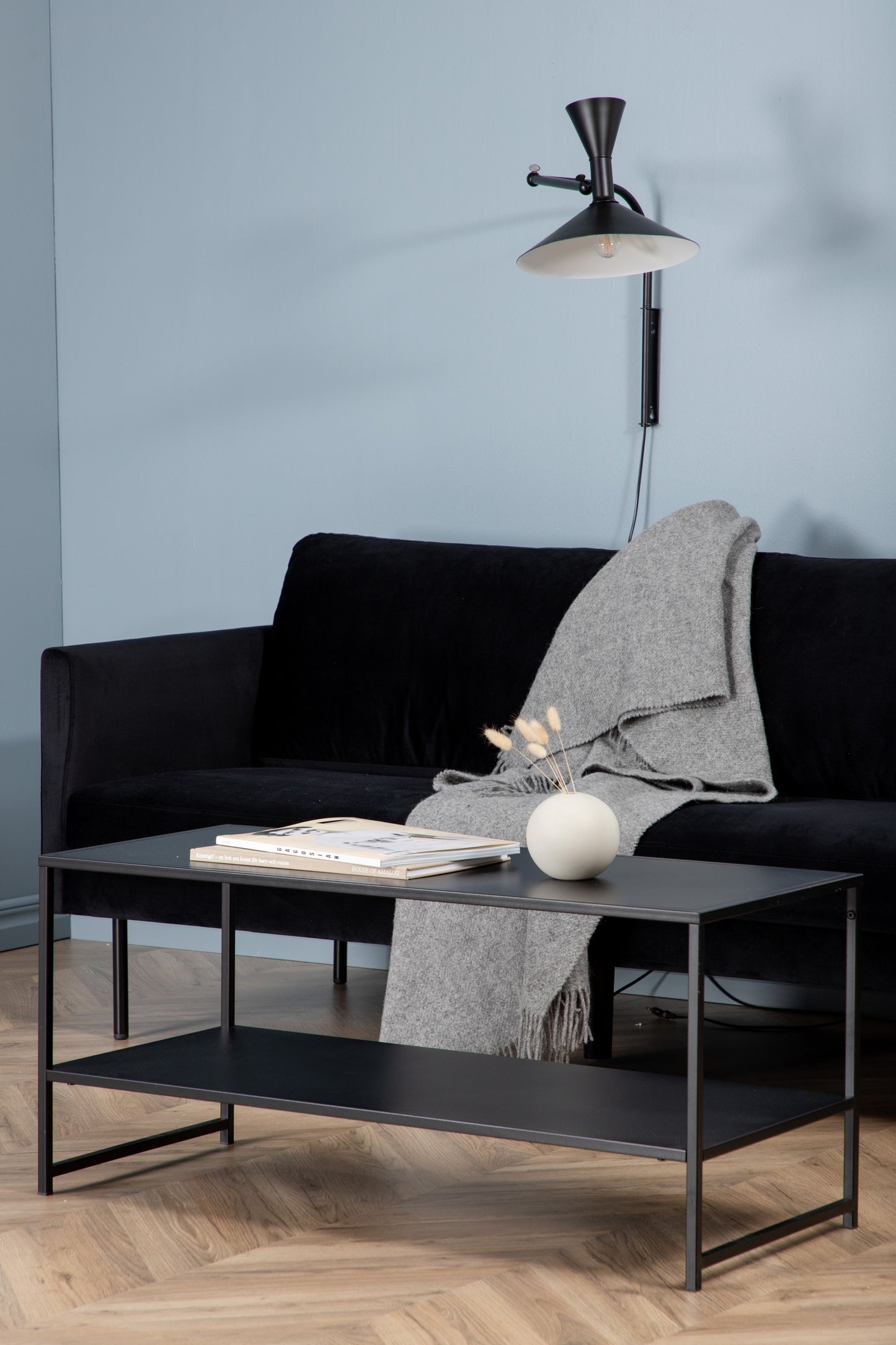 Venture-Design | Zoom 3-Personen-Sofa - Schwarz / Schwarzer Velours