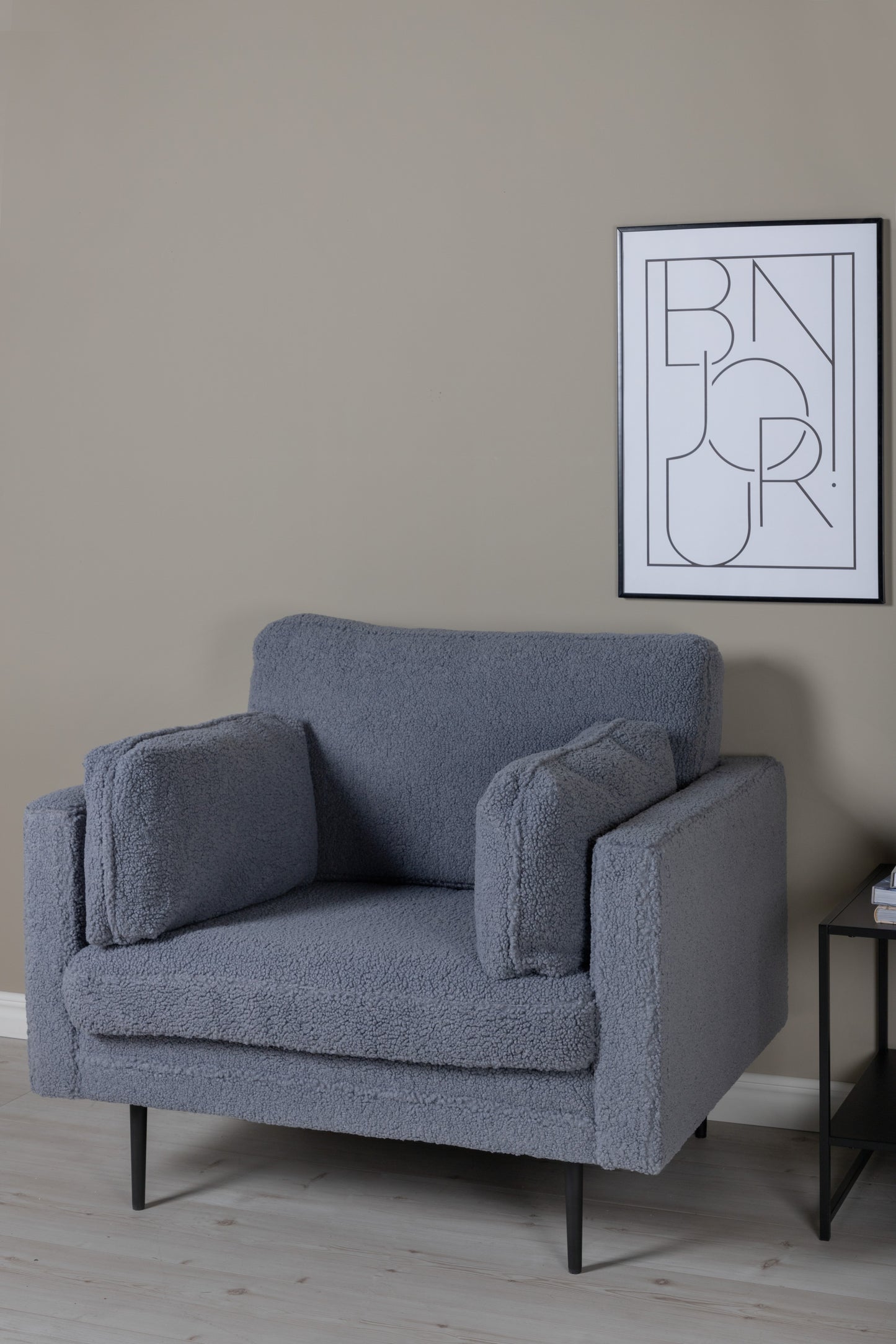 Venture-Design | Boom Lounge Chair - Teddy Stoff Dunkelgrau