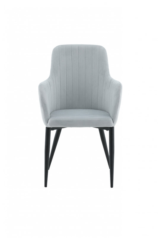 Venture-Design | Comfort Dining Chair - Schwarze Beine / Hellgrauer Kordsamt