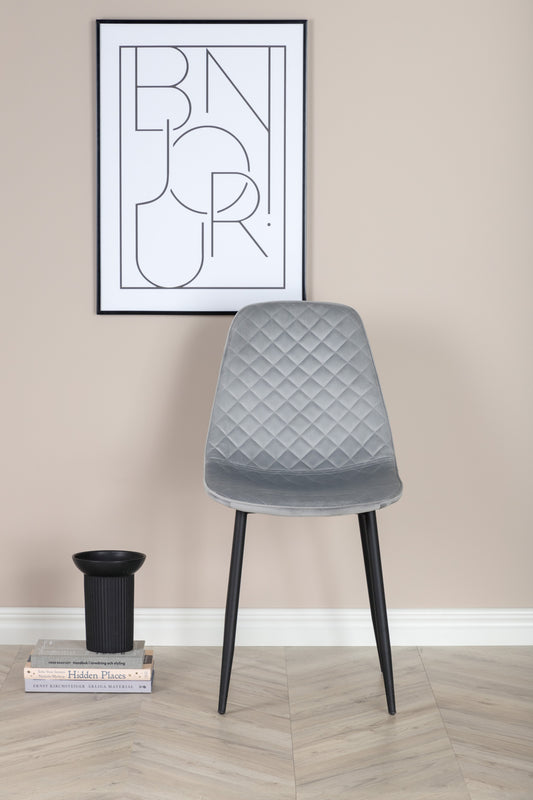 Venture-Design | Polar Diamond Esszimmerstuhl – schwarze Beine – grauer Velours