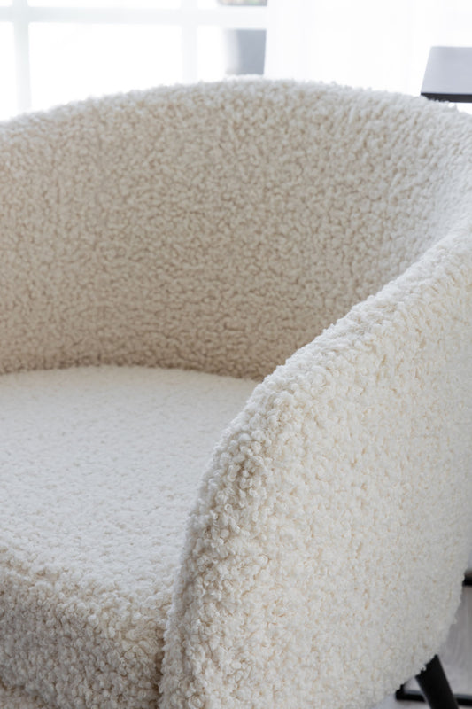 Venture-Design | Fluffy Lounge Chair - Weiß / Schwarze Beine