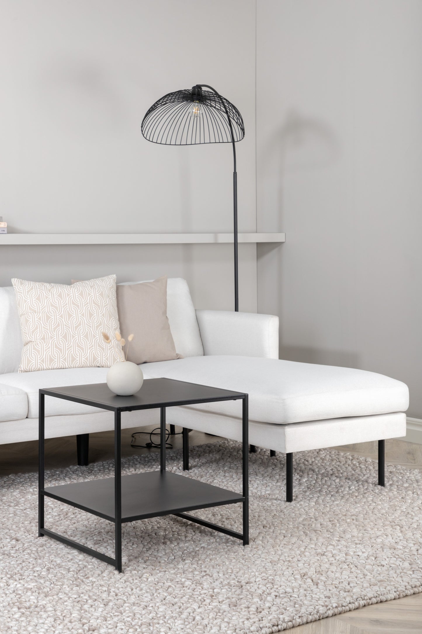 Venture-Design | Zoom U-Sofa - Schwarz / Hellbeiger Stoff