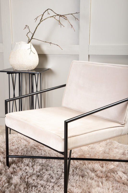 Venture-Design | Rakel Lounge Chair - Schwarz / Beige Velours