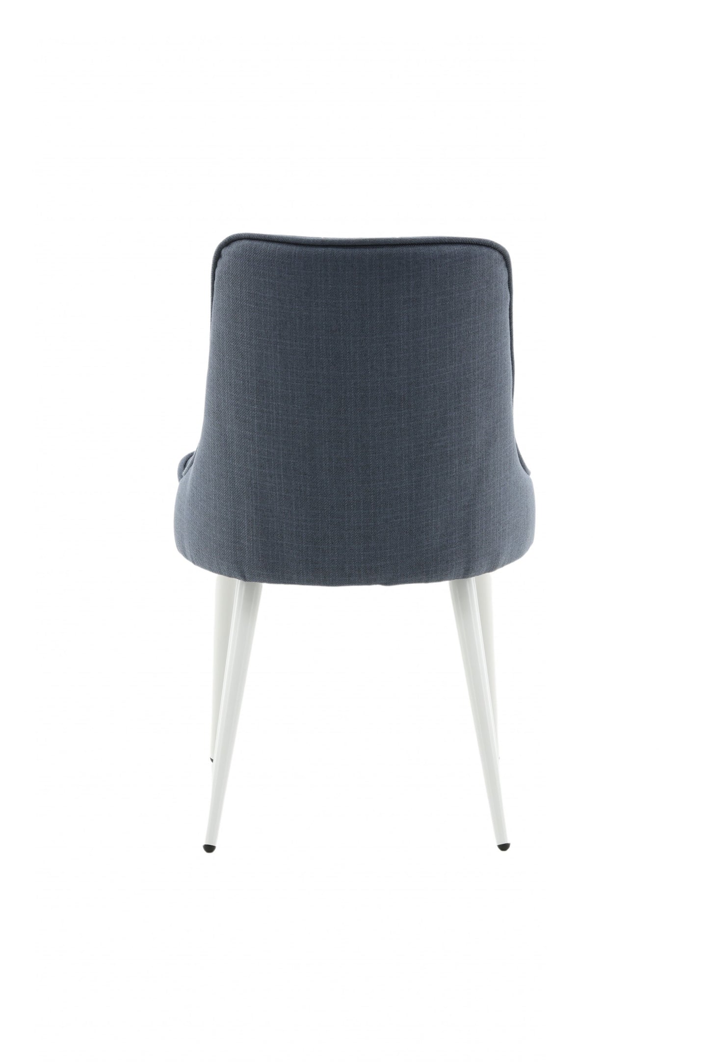 Venture-Design | Deluxe Esszimmerstuhl aus Velours – weiße Beine – blauer Stoff