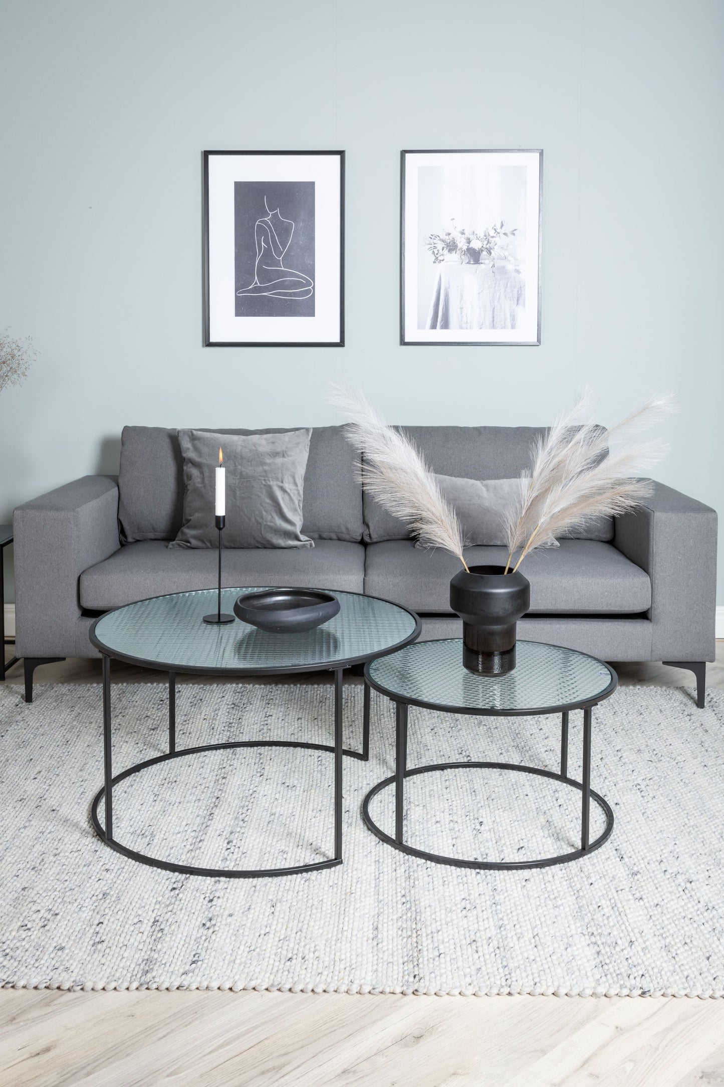 Venture-Design | Bolero Sofa - 3-Sitzer - Grauer Stoff - Schwarze Beine