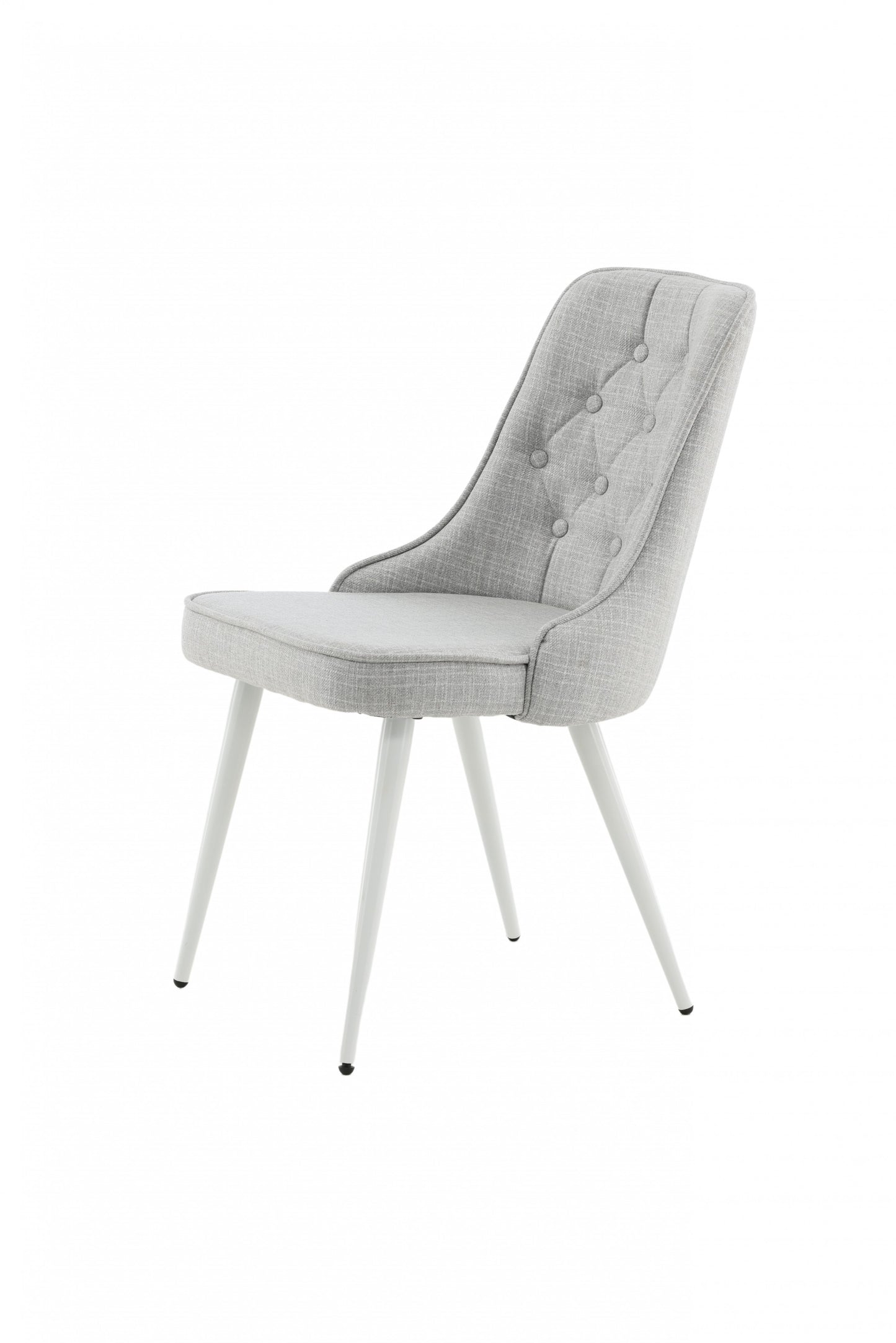 Venture-Design | Deluxe Esszimmerstuhl aus Velours – weiße Beine – hellgrauer Stoff