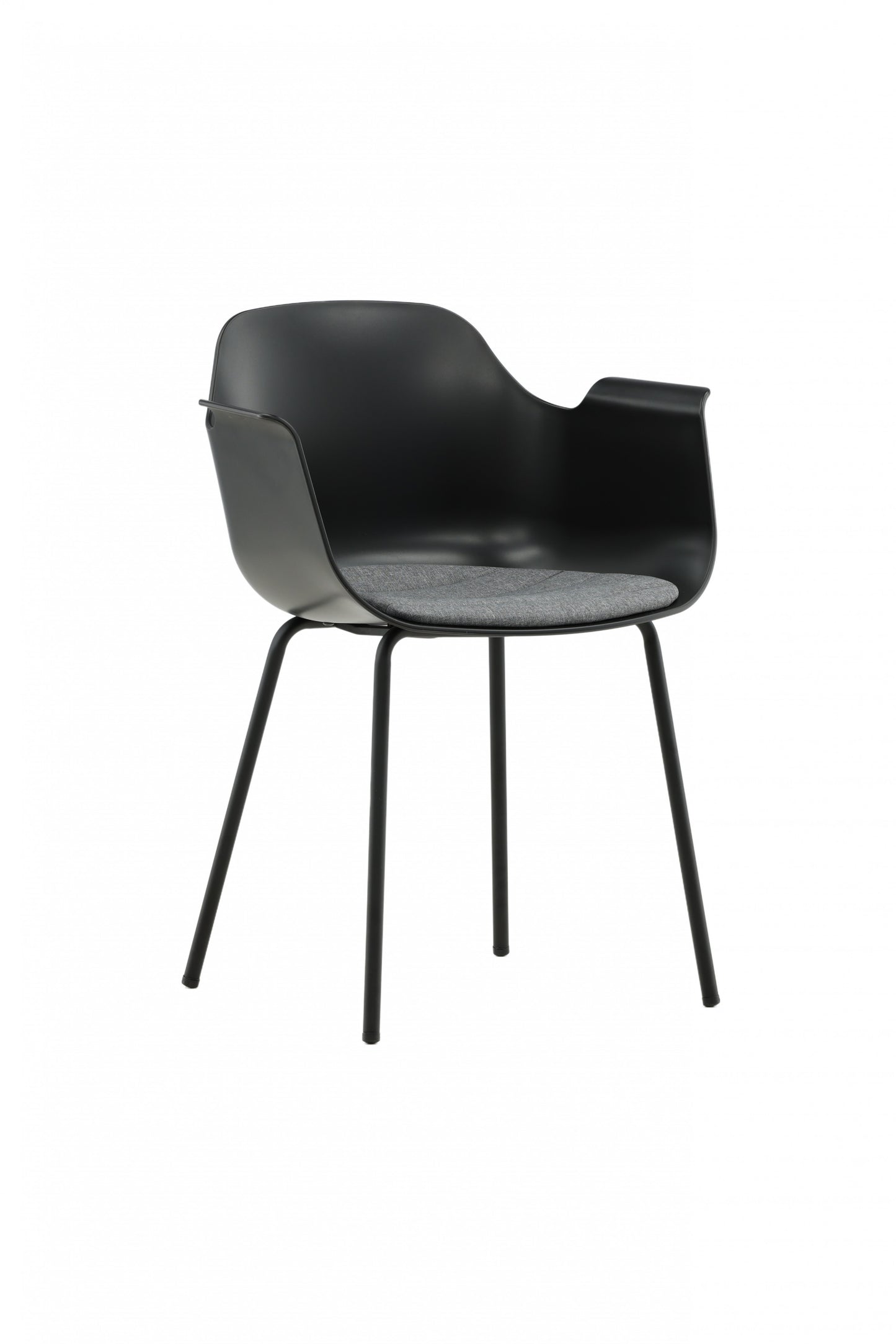 Venture-Design | Comfort Kunststoff-Esszimmerstuhl – schwarze Beine – schwarzer Kunststoff