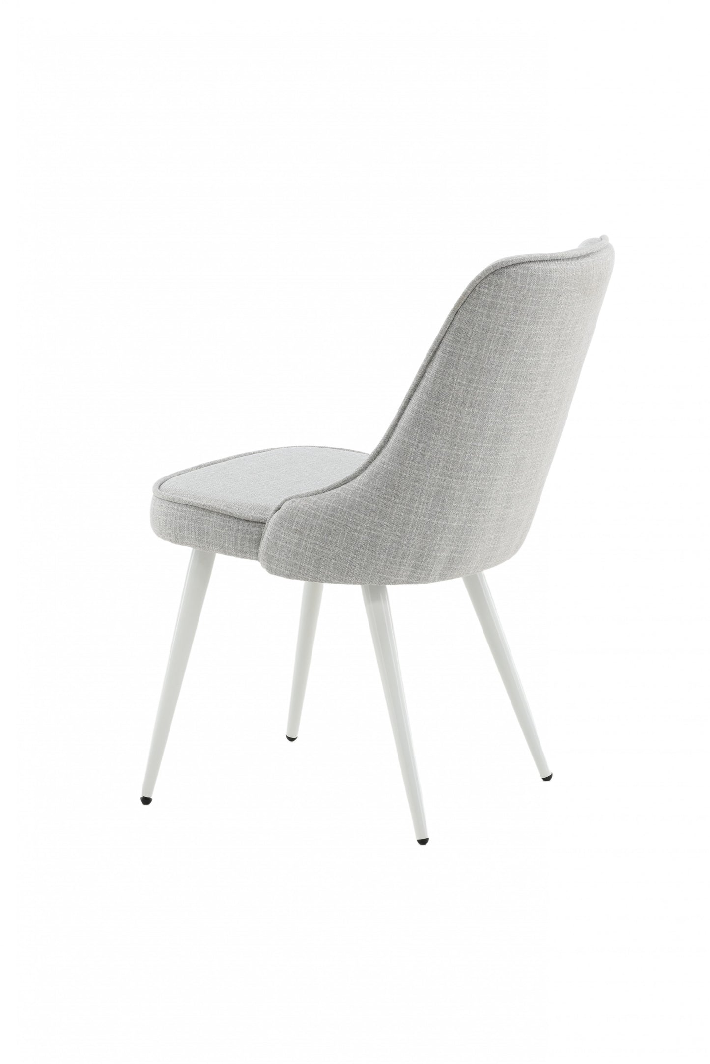 Venture-Design | Deluxe Esszimmerstuhl aus Velours – weiße Beine – hellgrauer Stoff