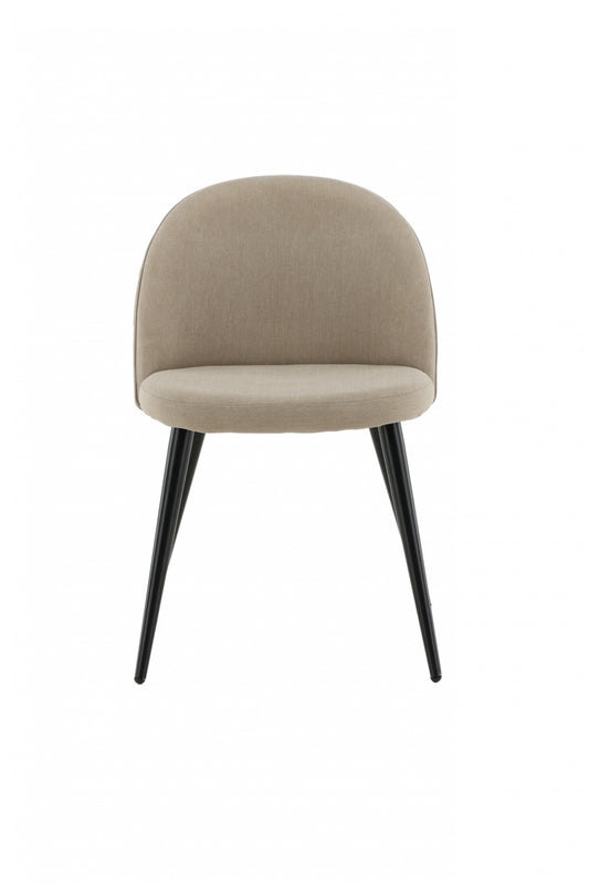 Venture-Design | Samt - Stuhl mit Nähten - Schwarz / Beige Stoff (Polyester-Leinen)