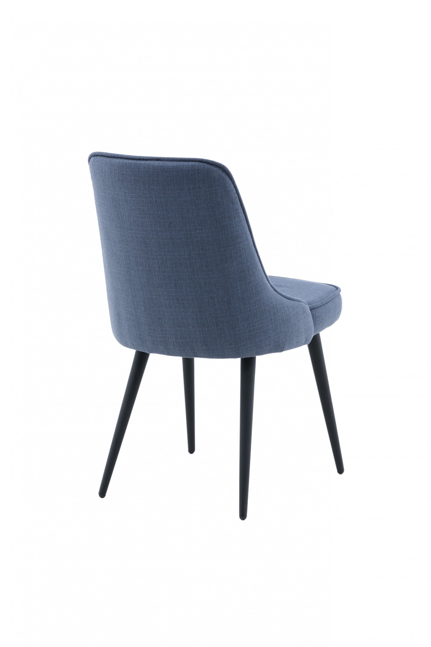 Venture-Design | Deluxe Esszimmerstuhl aus Velours – schwarze Beine – blauer Stoff