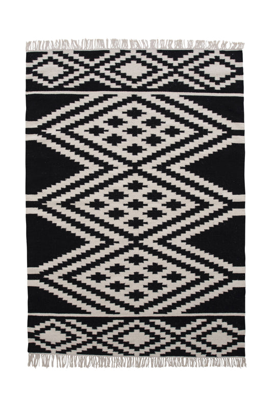 Venture-Design | Teppich aus Indari-Wolle - 240*170 - Schwarz / Weiß