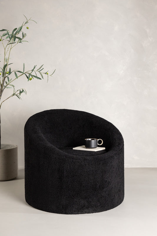 Venture-Design | Warren Lounge Chair - Schwarzes Vlies
