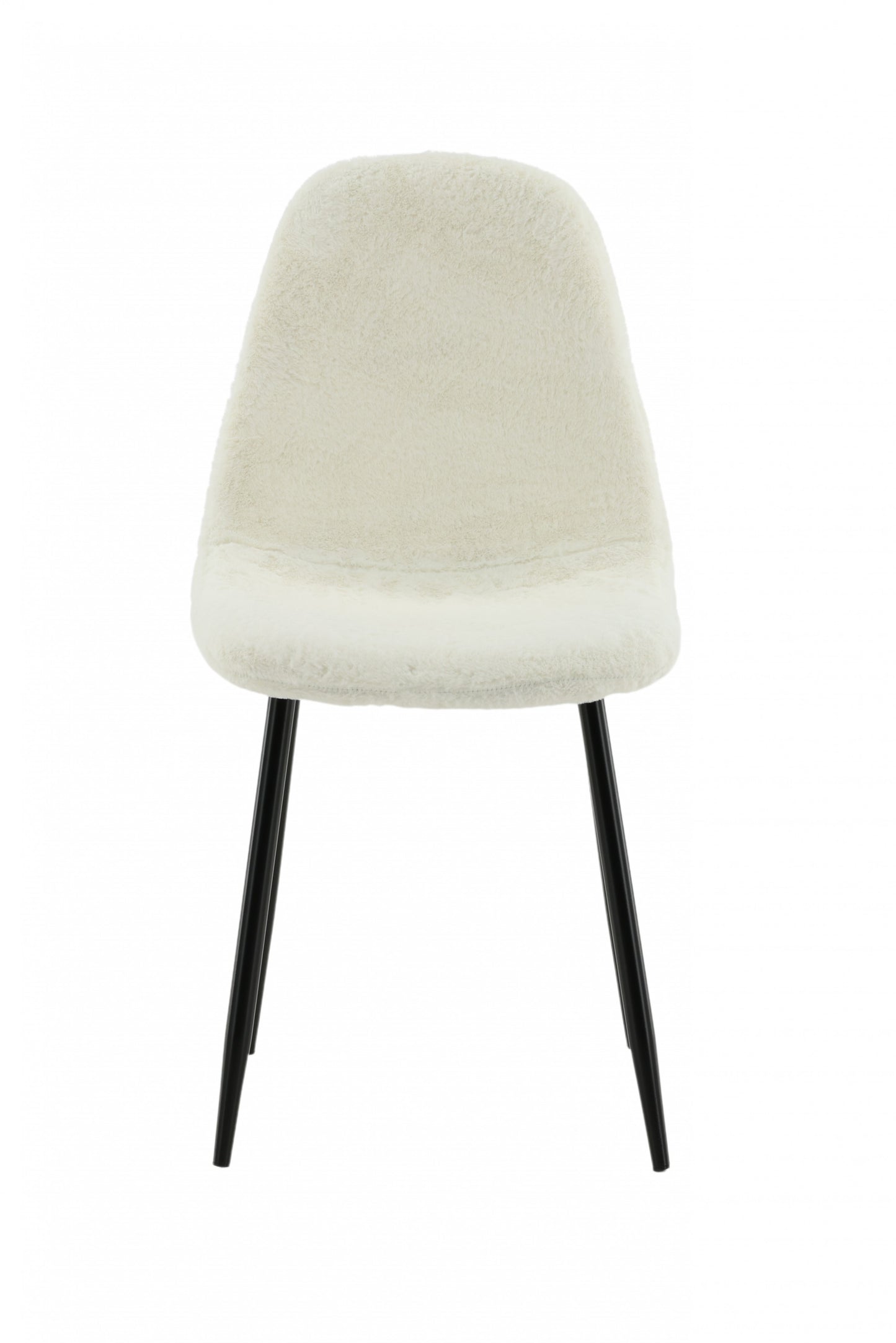 Venture-Design | Polar Fluff Esszimmerstuhl – schwarze Beine – weißer Teddy