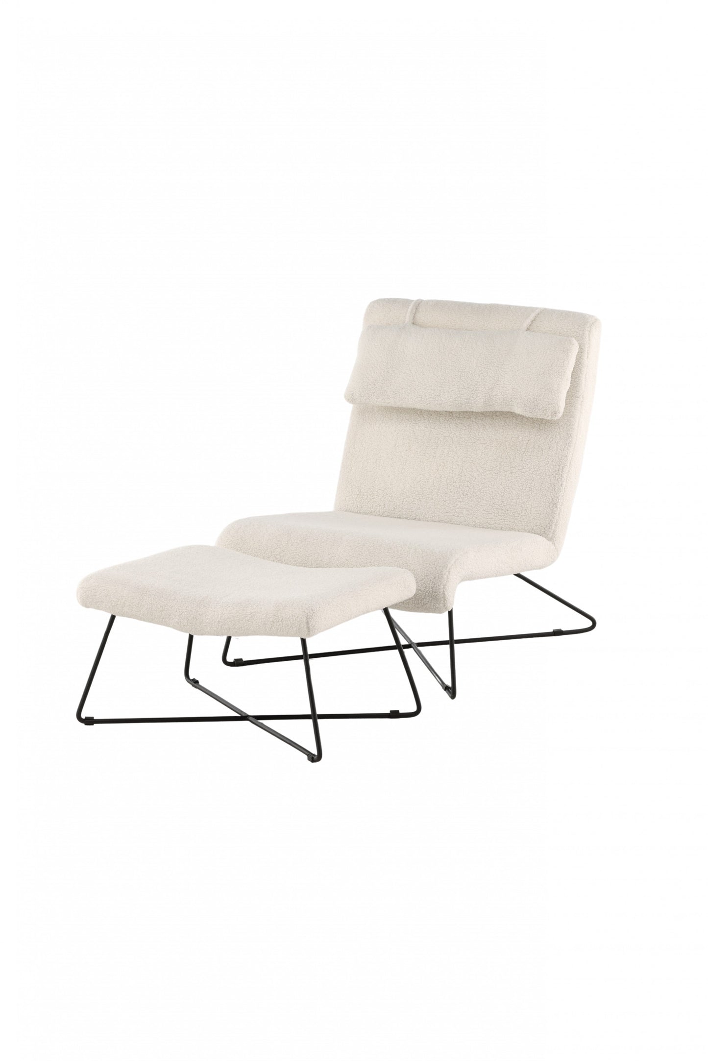 Venture-Design | Laconia Lounge Chair - Matt Schwarz / Weißes Boucle