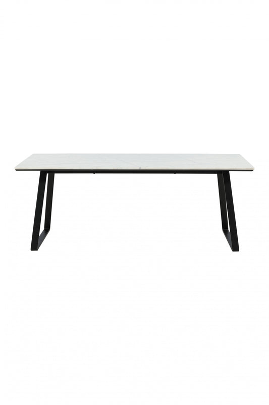 Venture-Design | Estelle Esstisch Tisch 200*90 Weißer Marmor / Schwarze Beine