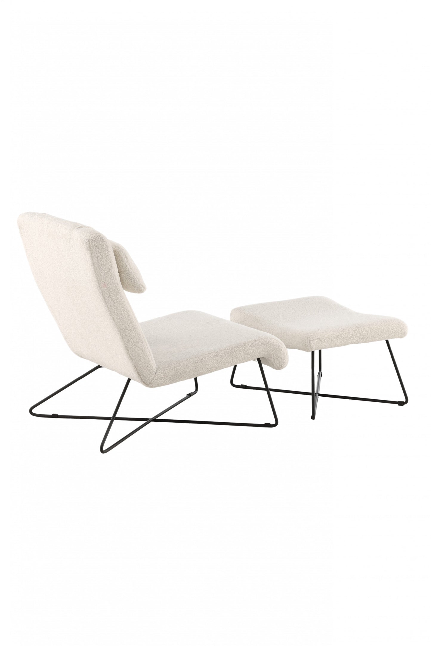 Venture-Design | Laconia Lounge Chair - Matt Schwarz / Weißes Boucle