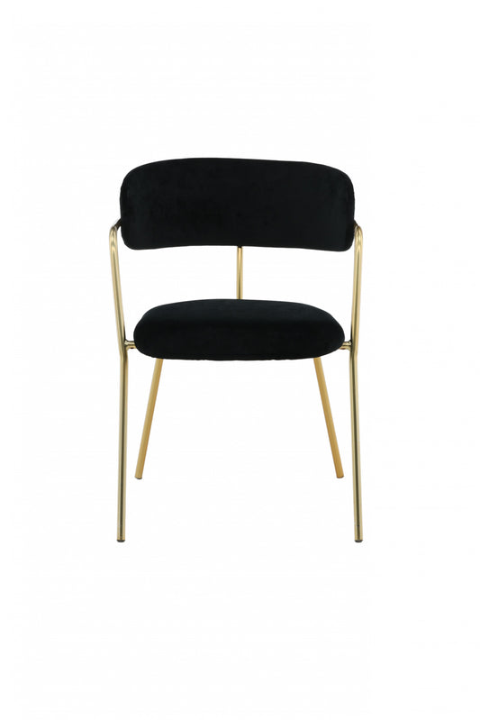 Venture-Design | Arromed Chair mit Armlehnen - Messingbeine - Schwarzer Velours